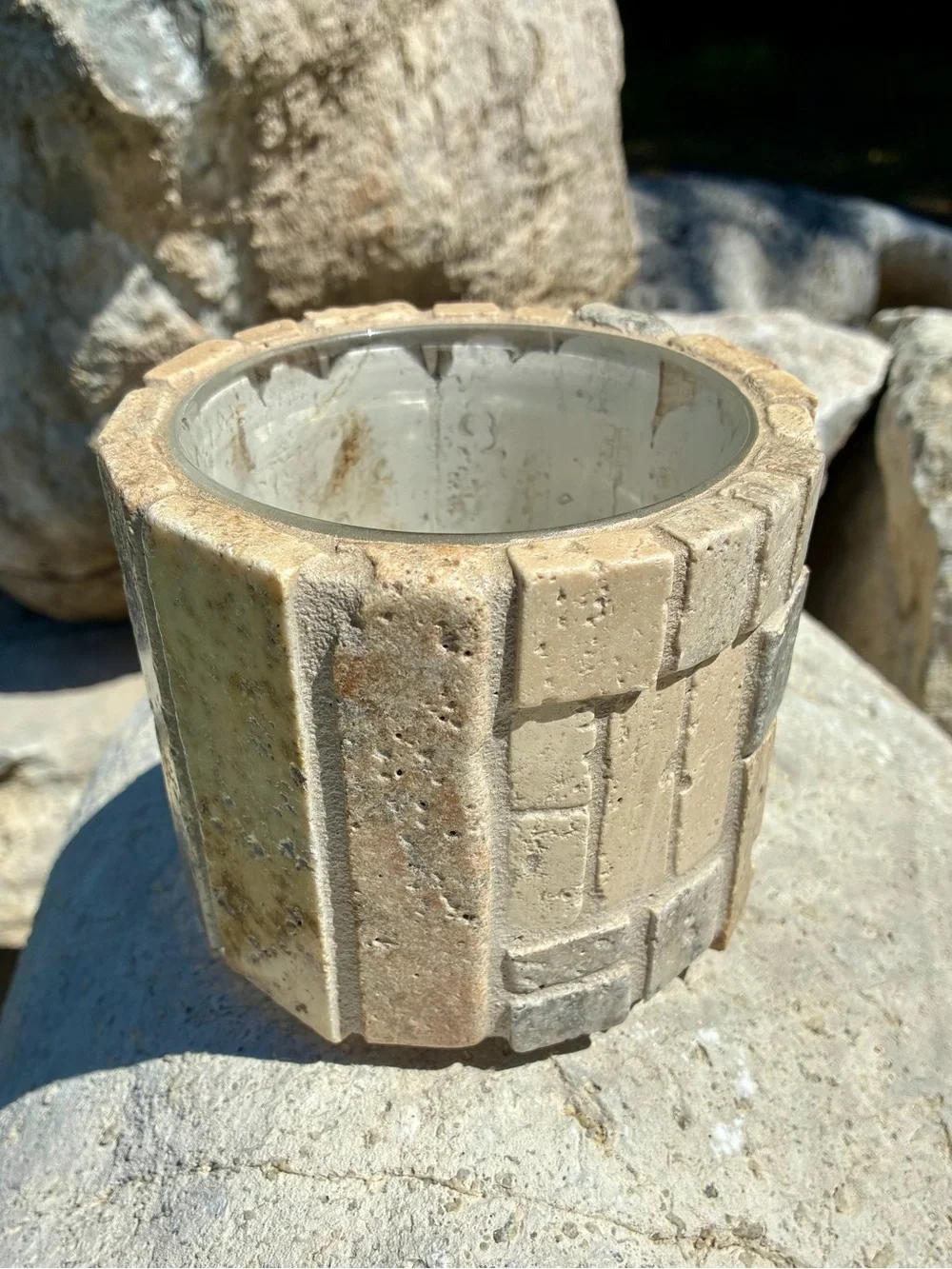 Neutral Stone Mosaic Tealight Holder - Home Accents